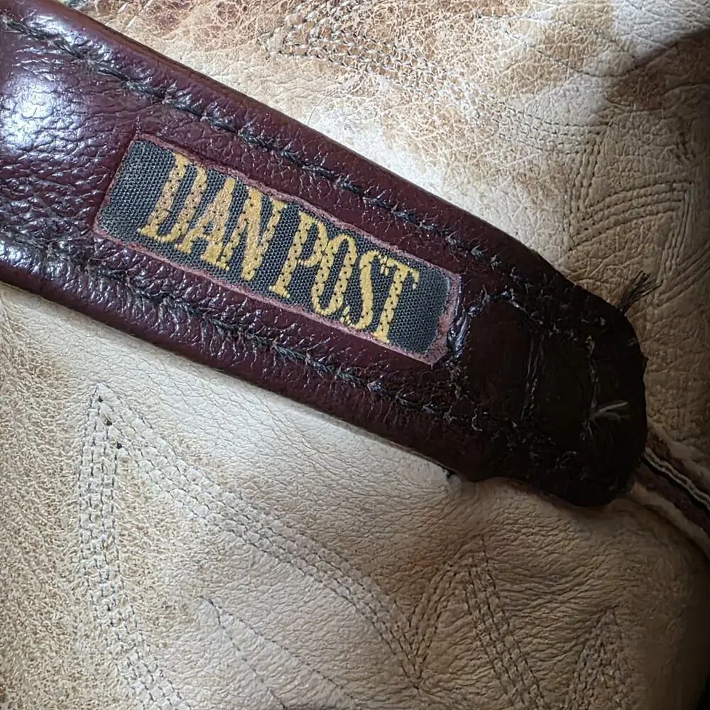 Dan Post USA Cowboy Boots Men's Burgundy Leather Western Round Toe, sz 9D